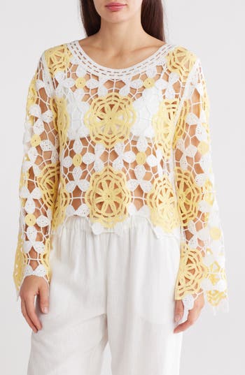 Forgotten Grace Crochet Lace Top In Multi