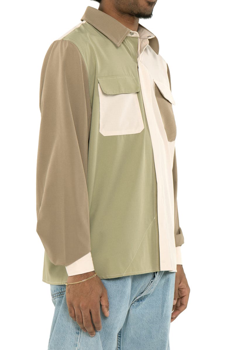 Round Two Colorblock Ripstop Tech Button-Up Shirt, Alternate, color,