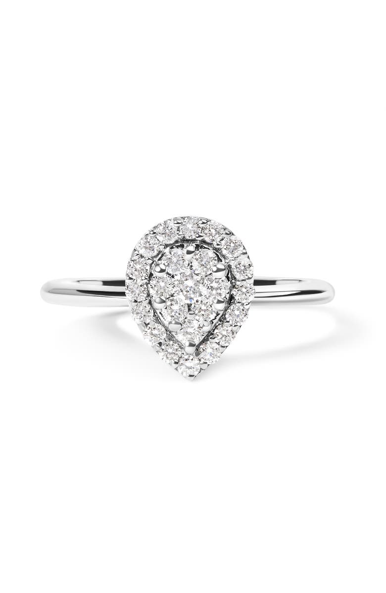Haus of Brilliance Silver 3/8 Cttw Lab Grown Diamond Cluster and Halo Pear Promise Ring, Main, color, White