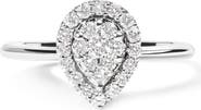 Haus of Brilliance 10K White Gold 3/8 Cttw Round-Cut Lab Grown Diamond Cluster Pear Promise Ring