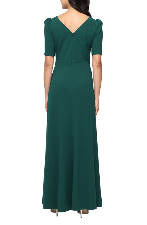 Alex Evenings Embellished Neck A-line Gown In Green