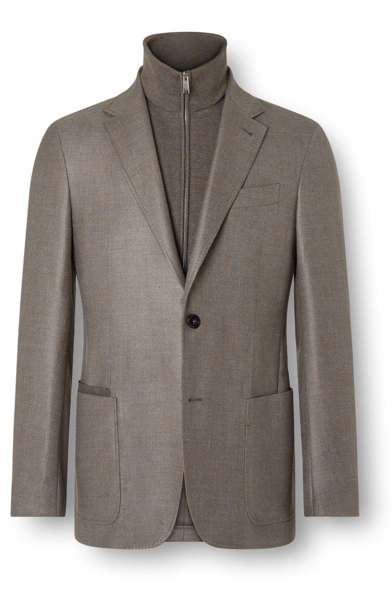 ZEGNA Oasi Cashmere Blend Sport Coat with Detachable Bib, Alternate, color, Dark Taupe Melange