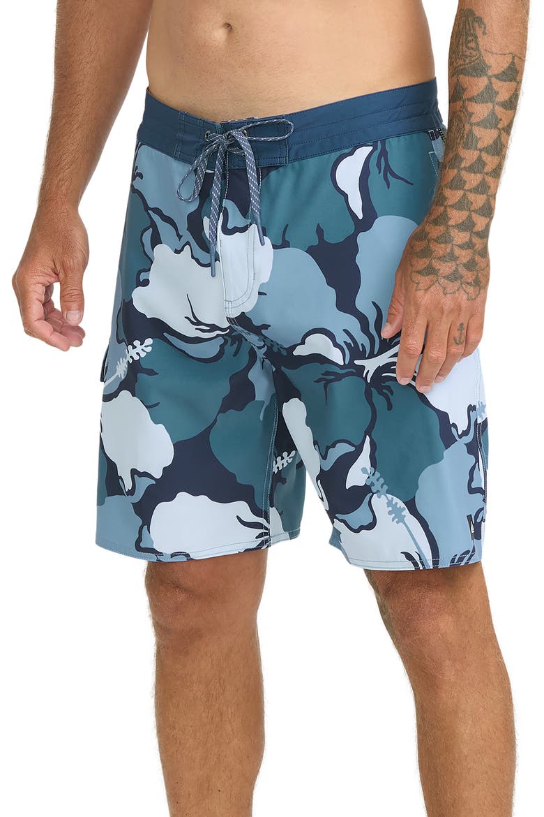 Boca Floral Board Shorts, Alternate, color, BLUE NIGHTS