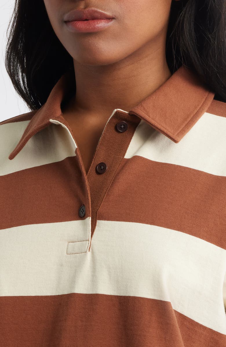 Madewell Hannah Rugby Shirt, Alternate, color, Clifftop Brown
