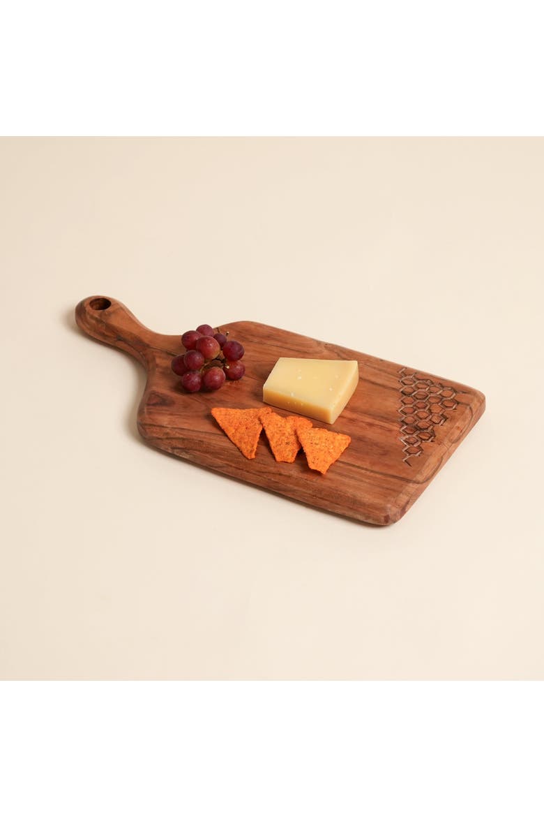 Acacia Wood Handcrafted Chopping Board with Handle, Alternate, color, Natural Wood