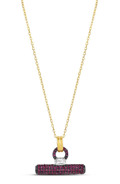 Pav T Bar Pendant Necklace