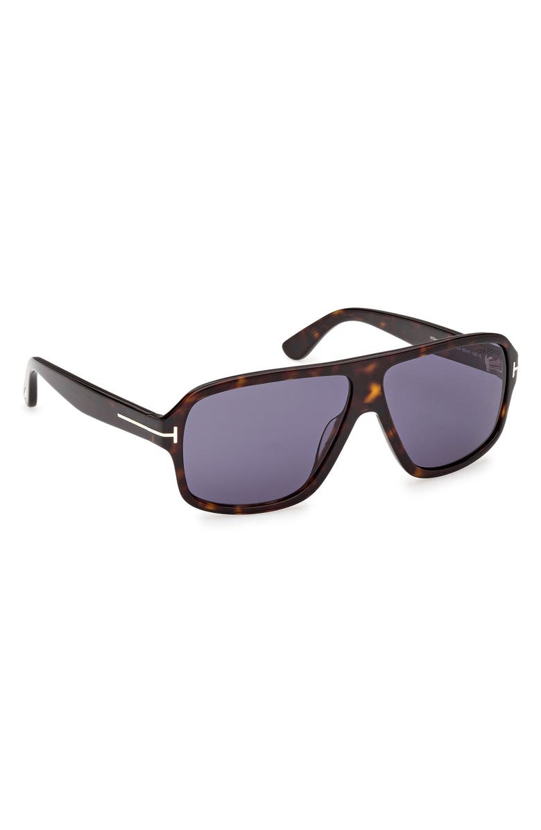 TOM FORD William 0-2 63mm Oversize Navigator Sunglasses, Alternate, color, Dark Havana / Blue