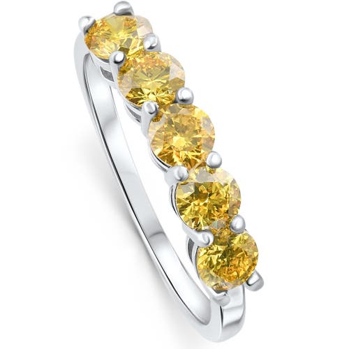 Bliss Diamond 1ct Fancy Diamond Five Stone Wedding Ring 14k Gold Lab Grown In 14k White Gold