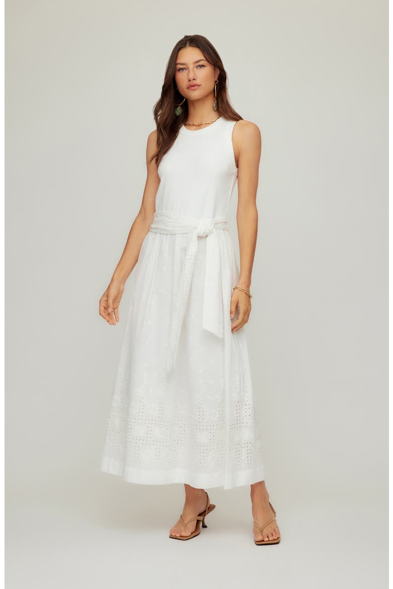 Seline Stretch Cotton Blend Midi Dress, Alternate, color, OFF WHITE