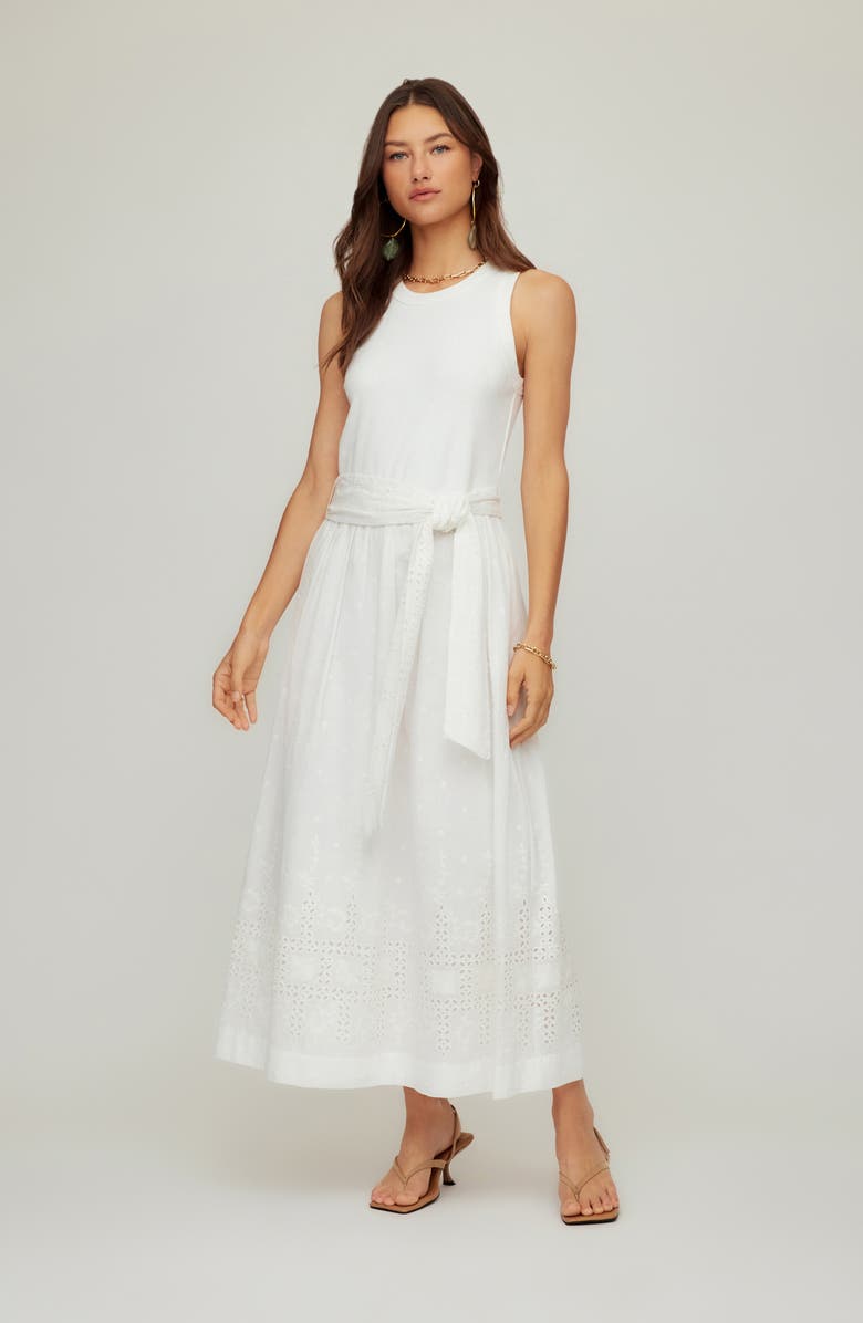 FIFTEEN TWENTY Seline Stretch Cotton Blend Midi Dress, Alternate, color, Off White
