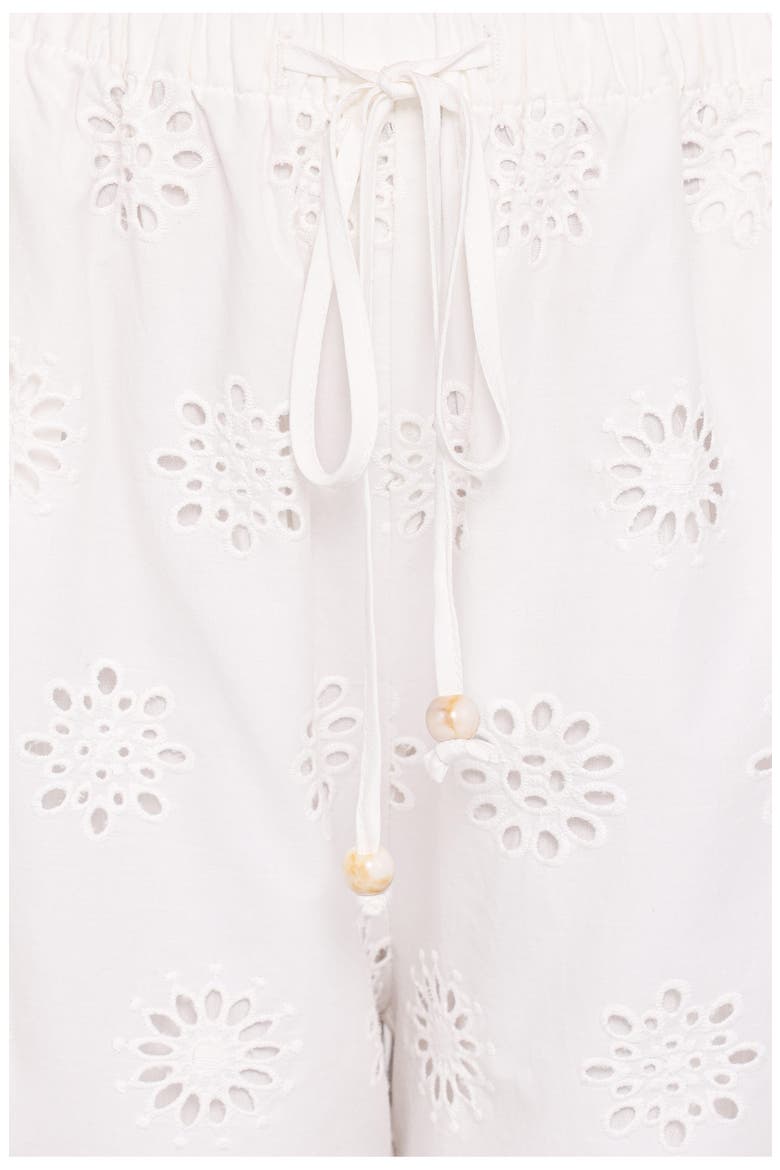 Wren Eyelet Wide Leg Cotton Drawstring Pants, Alternate, color, WHITE BRODERIE