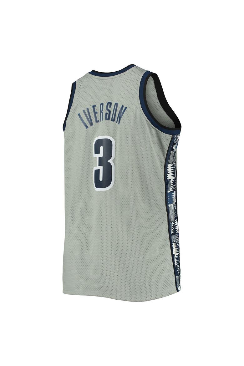 Men's Mitchell & Ness Allen Iverson Gray Georgetown Hoyas Big & Tall 1995/96 Replica Player Jersey, Alternate, color, Gray