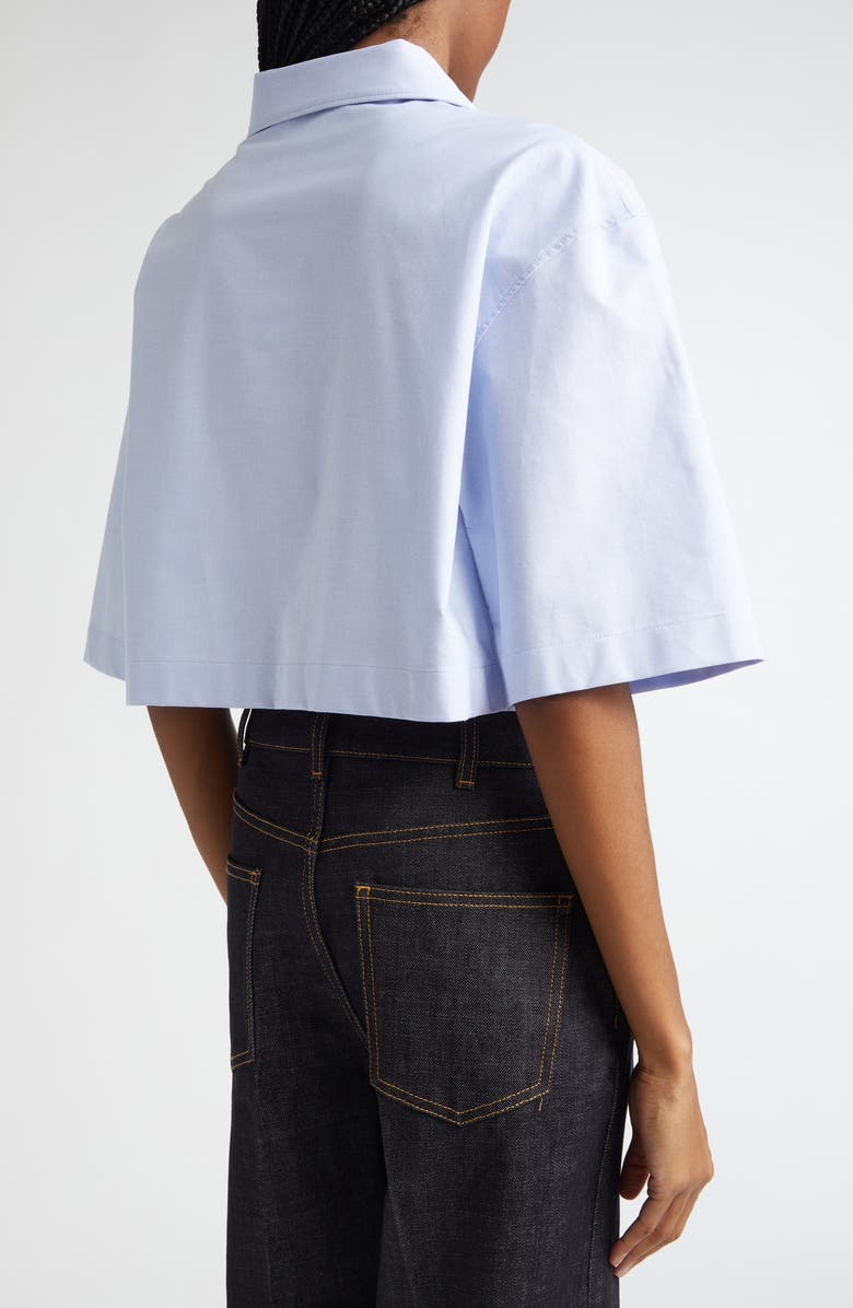 Givenchy Crop Cotton Oxford Short Sleeve Button-Up Shirt, Alternate, color, 