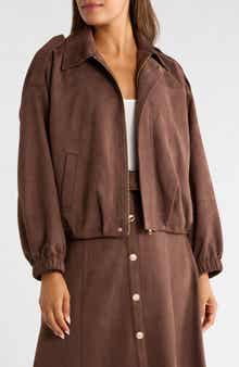 Faux Suede Bomber Jacket