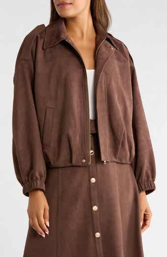 Faux Suede Bomber Jacket