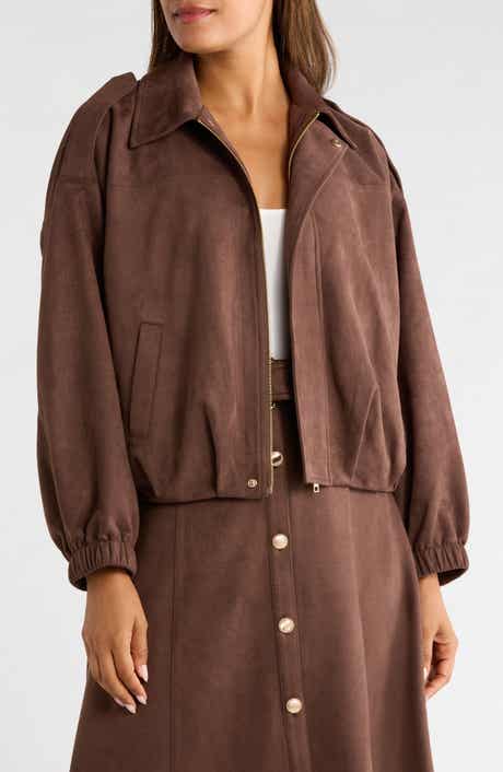 Faux Suede Bomber Jacket