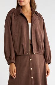 Gemma + Jane Faux Suede Bomber Jacket