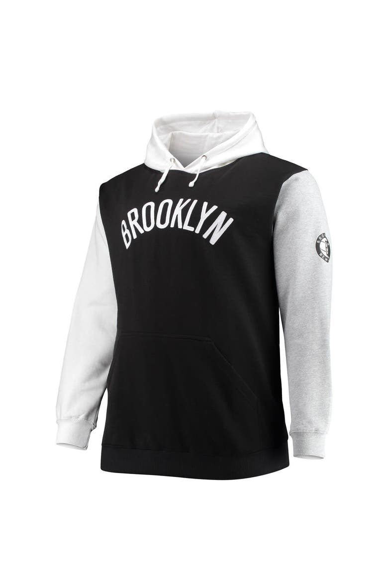 Men's Fanatics Branded Black/White Brooklyn Nets Big & Tall Double Contrast Pullover Hoodie, Alternate, color, Black