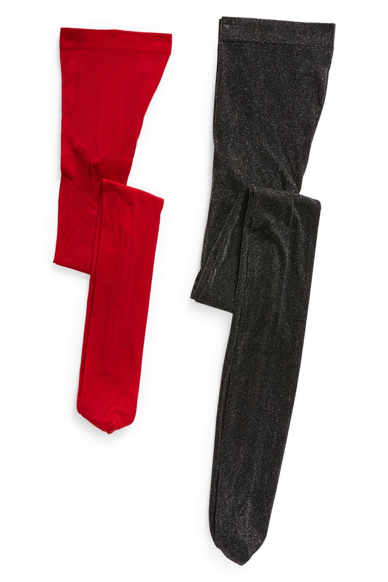 Kids' Assorted 2-Pack Opaque Tights, Main, color, BLCK CMBO
