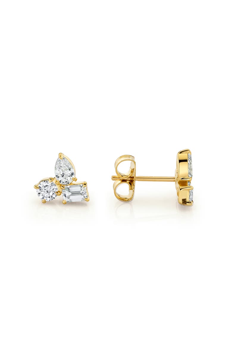 Michael M Montage 3 Cluster Stud Earrings, Alternate, color, Yellow Gold