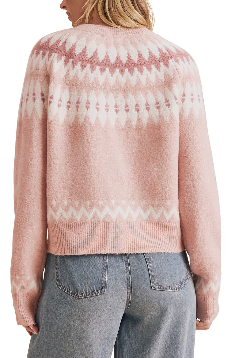 Fina Fair Isle Cardigan, Alternate, color, PINK MOUSSE