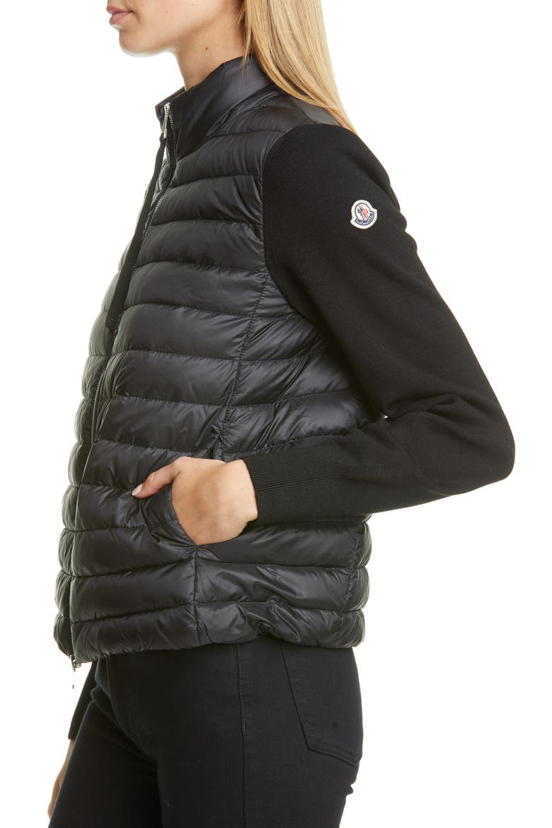 Quilted Down & Wool Short Jacket, Alternate, color, BLACK