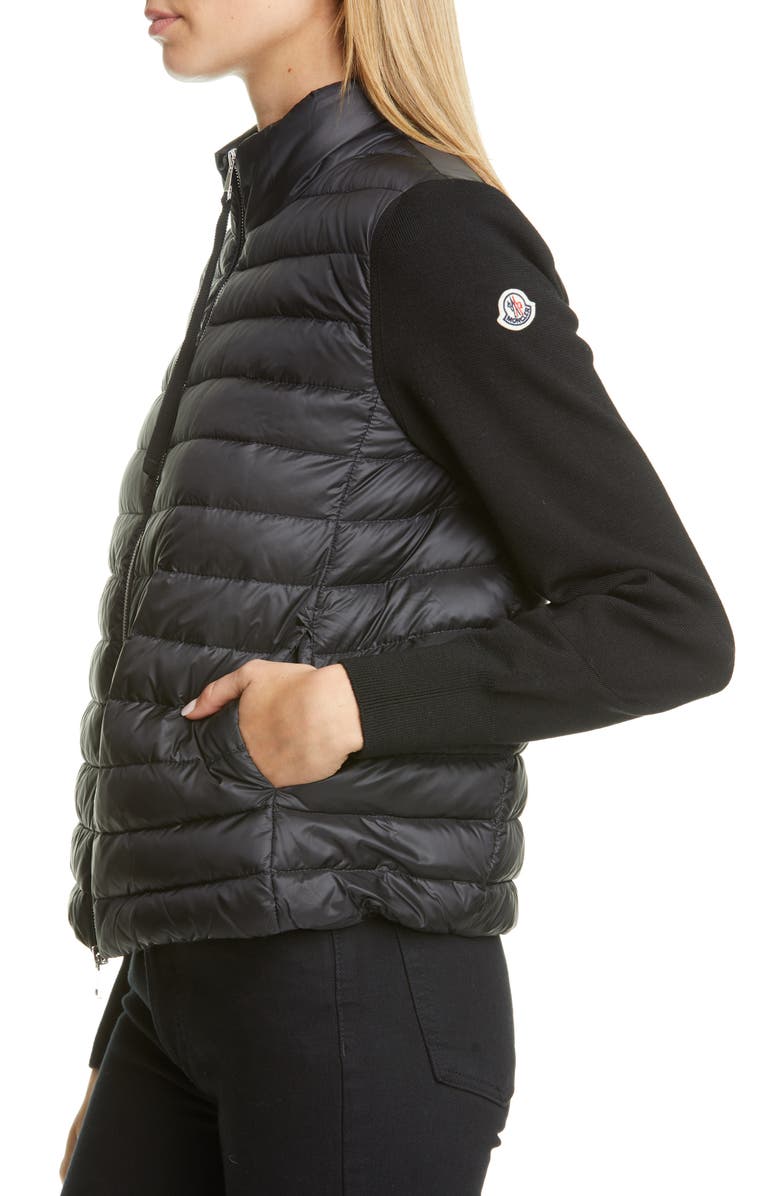 Moncler Quilted Down & Wool Short Jacket, Alternate, color, 