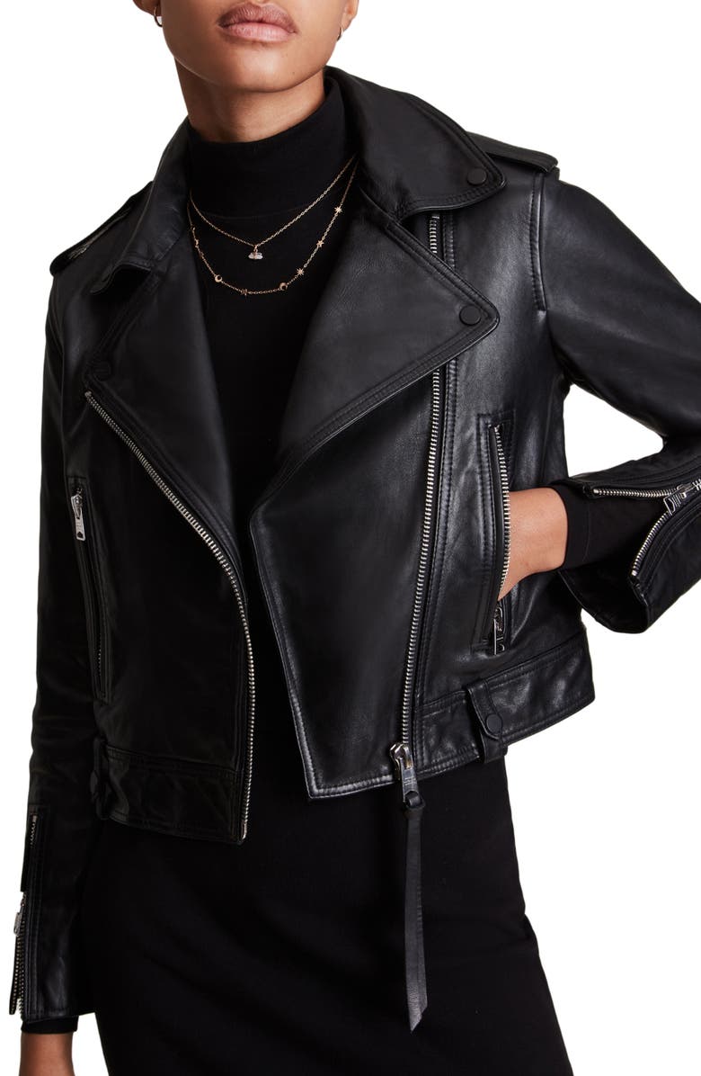 AllSaints Ayra Leather Biker Jacket, Main, color,