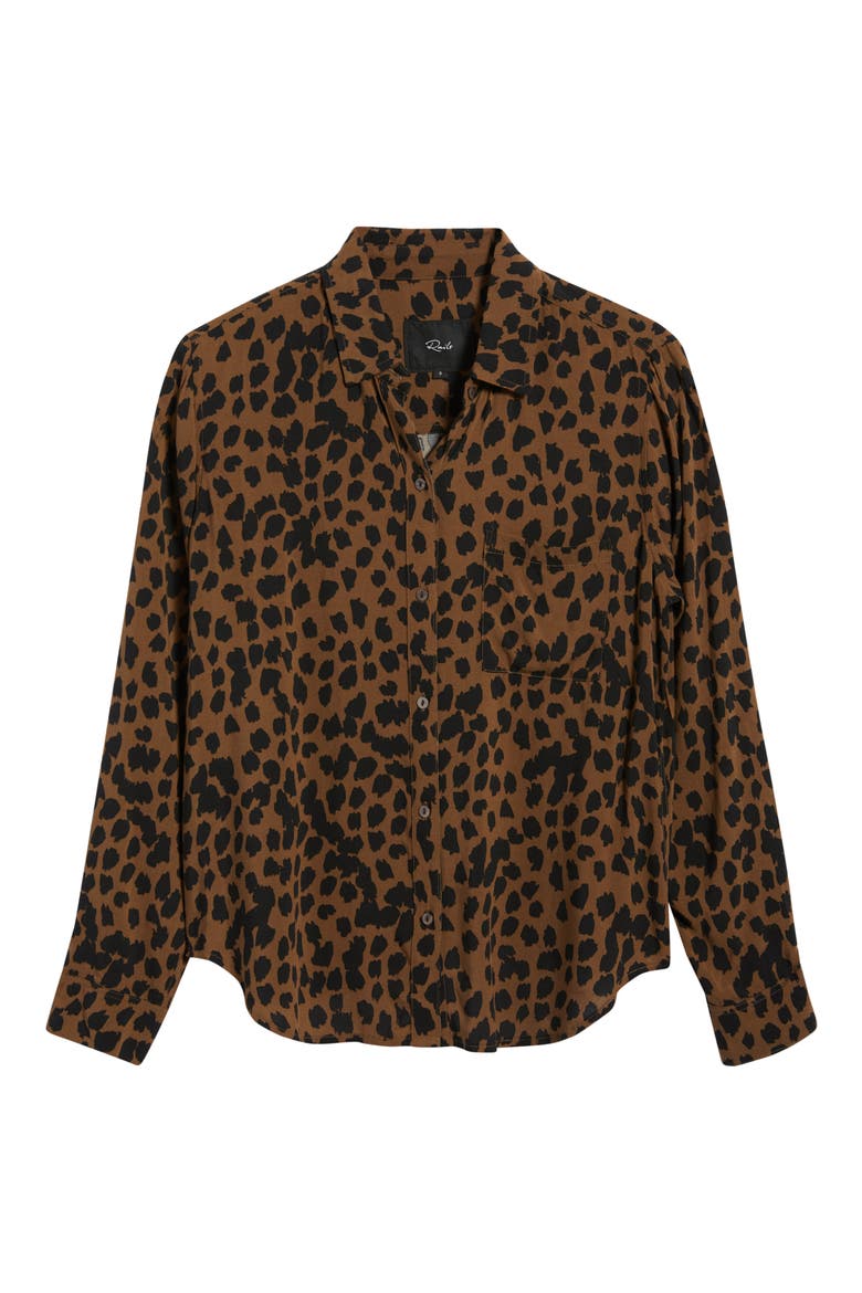 Josephine Leopard Print Button-Up Shirt, Alternate, color, TEAK SPOTTED