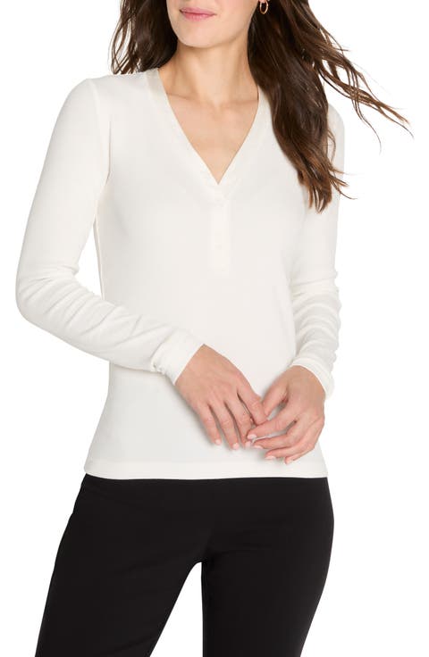 Trimmed Knit Rib V-Neck Top (Regular & Petite)