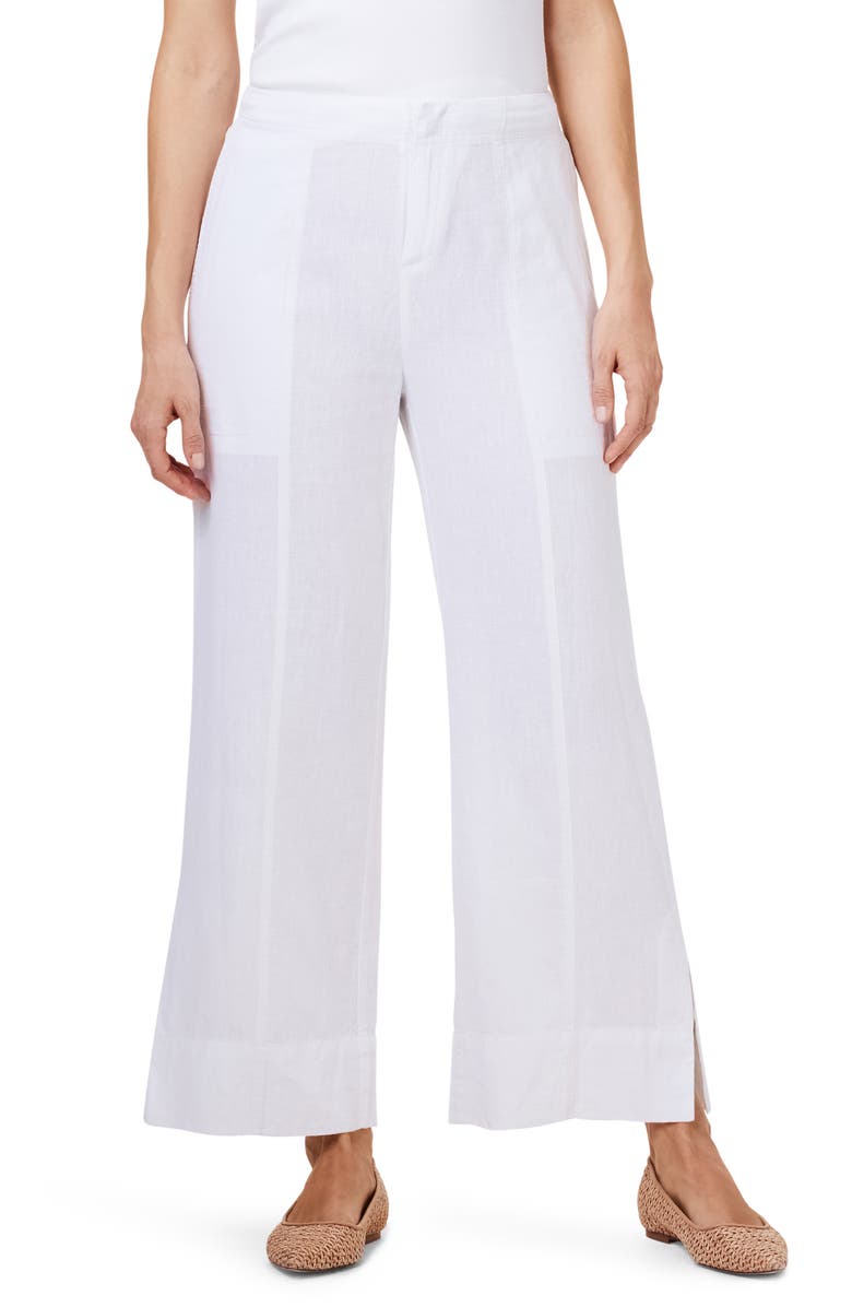 NIC+ZOE Rumba Park Wide Leg Crop Organic Linen Blend Pants, Main, color, Paper White
