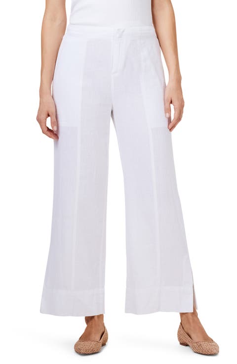 Rumba Park Wide Leg Crop Organic Linen Blend Pants (Petite)