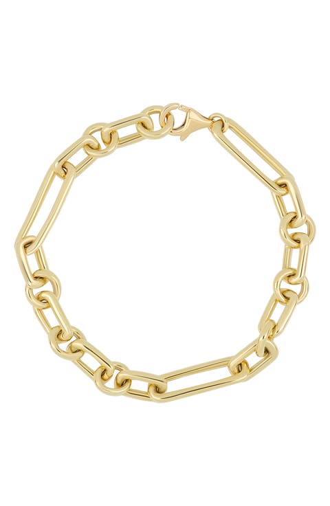 14K Gold Mixed Link Chain Bracelet (Online Trunk Show)