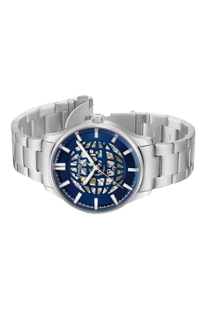 The Thompson Skeleton Automatic Bracelet Watch, 43.5mm, Alternate, color, SILVER