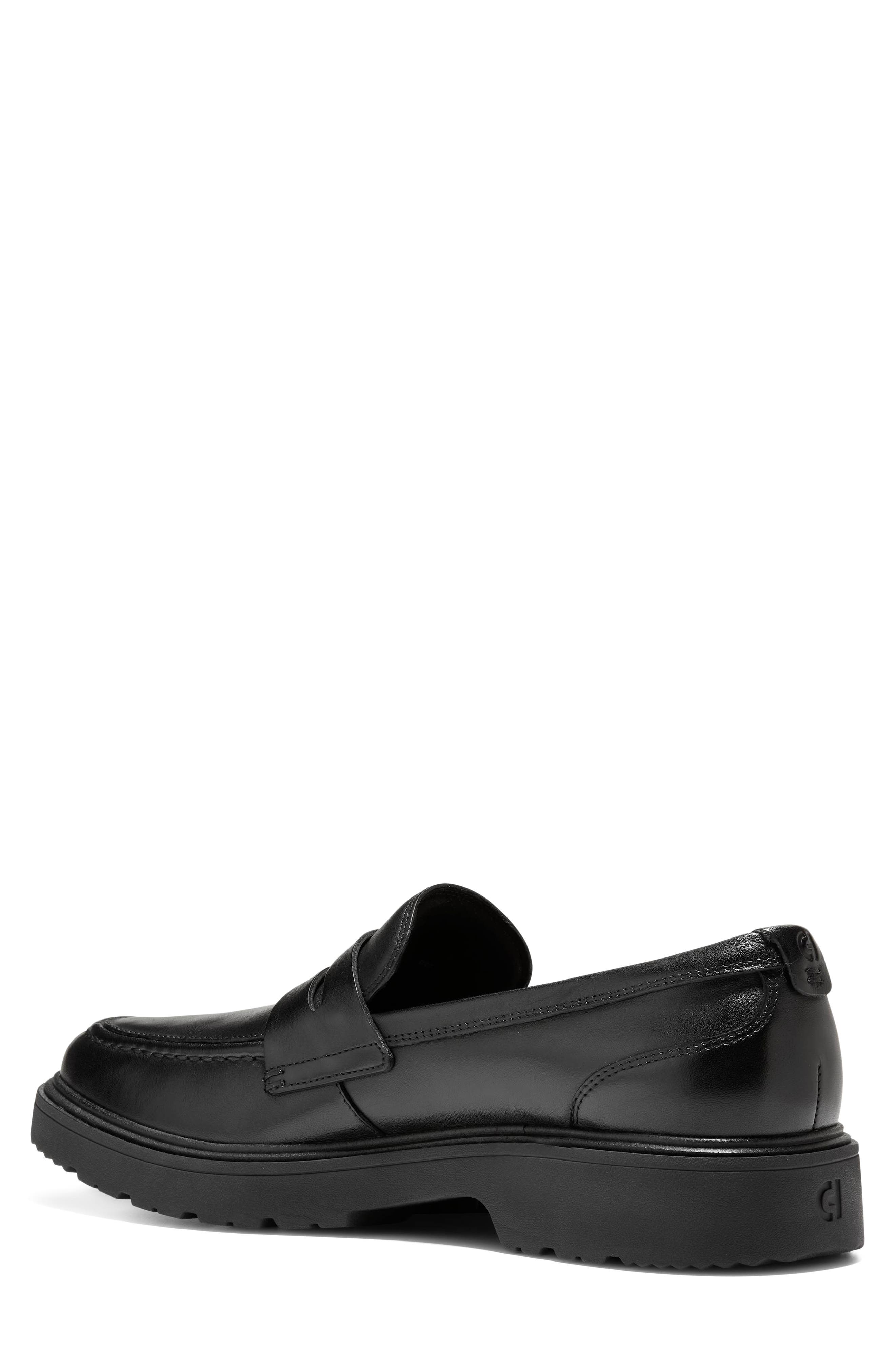 Vestry Grand Lug Sole Penny Loafer, Alternate, color, BLACK / BLACK