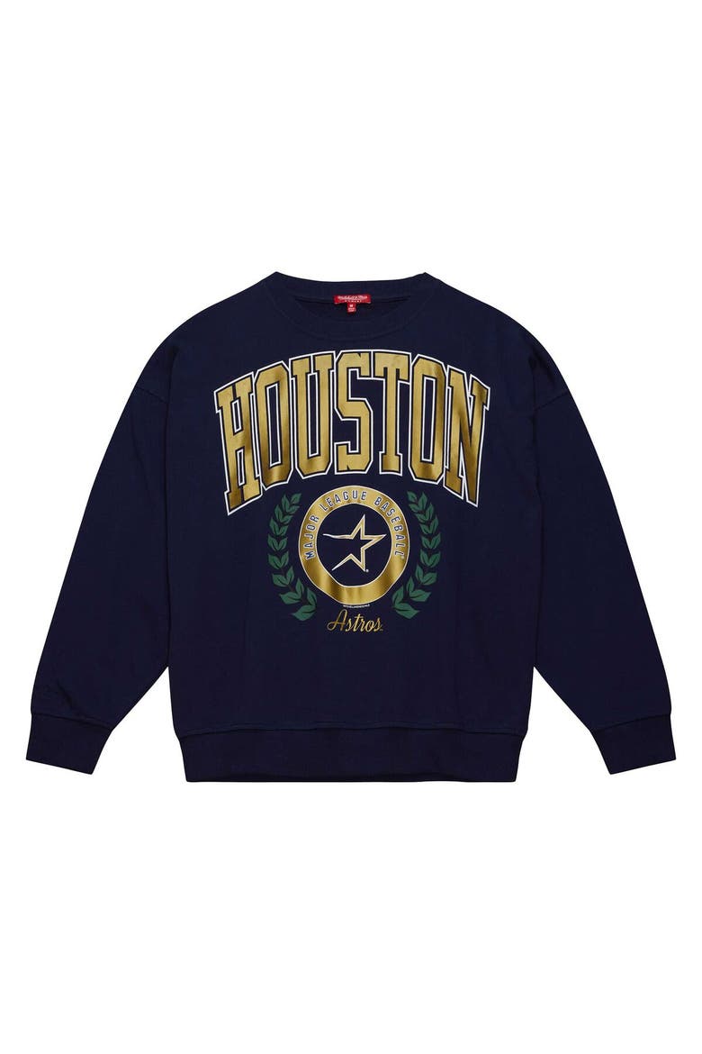 Women's Mitchell & Ness Navy Houston Astros Cooperstown Collection Logo Pullover Sweatshirt, Alternate, color, Navy