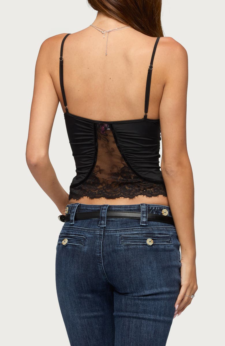 EDIKTED Yanny Lace Trim Satin Camisole, Alternate, color, 