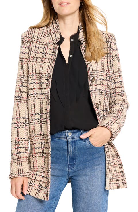 Stitchy Plaid Knit Blazer