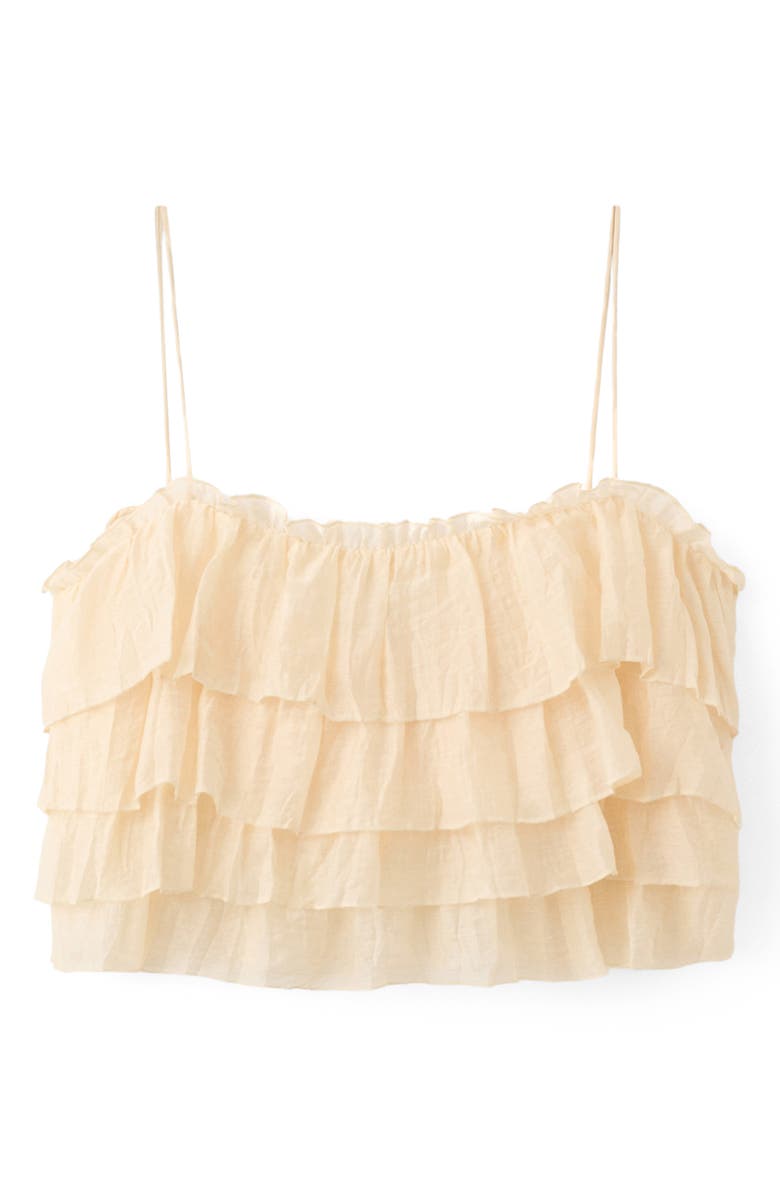 MANGO Layered Ruffle Crop Camisole, Main, color, Ecru