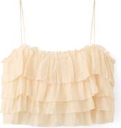 MANGO Layered Ruffle Crop Camisole