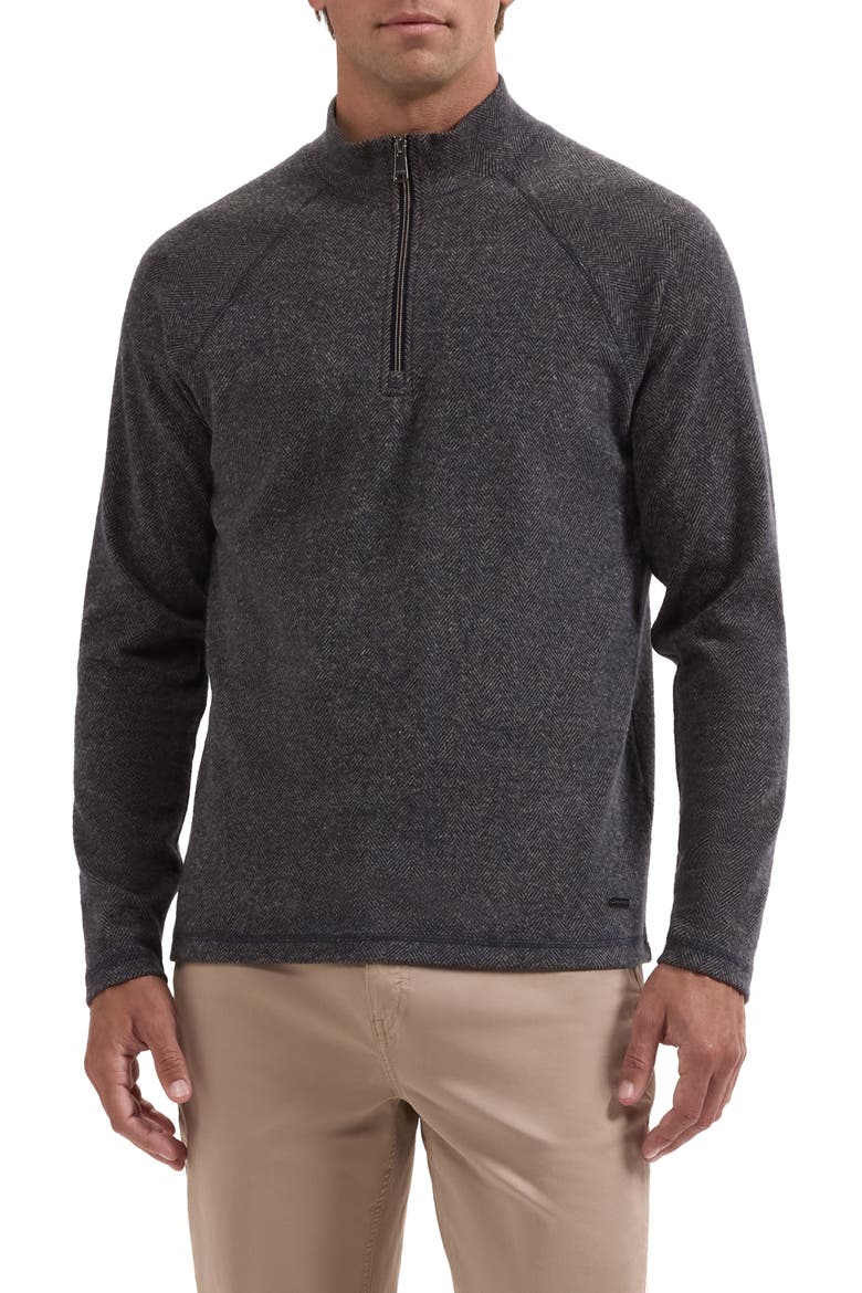 Herringbone Quarter Zip Knit Top, Main, color, NAVY