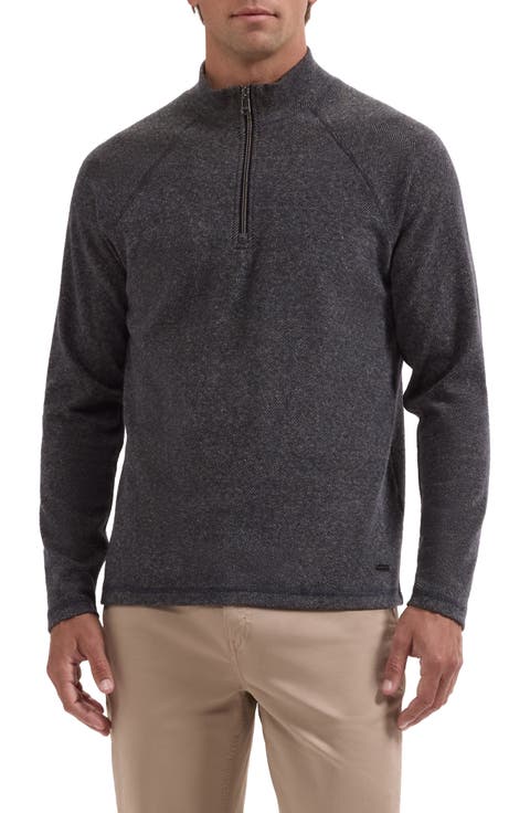 Herringbone Quarter Zip Knit Top
