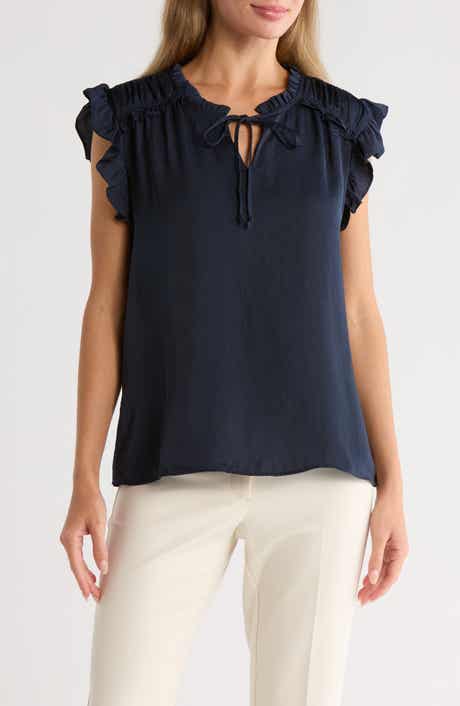 DR2 by Daniel Rainn Ruffle Tie Neck Top