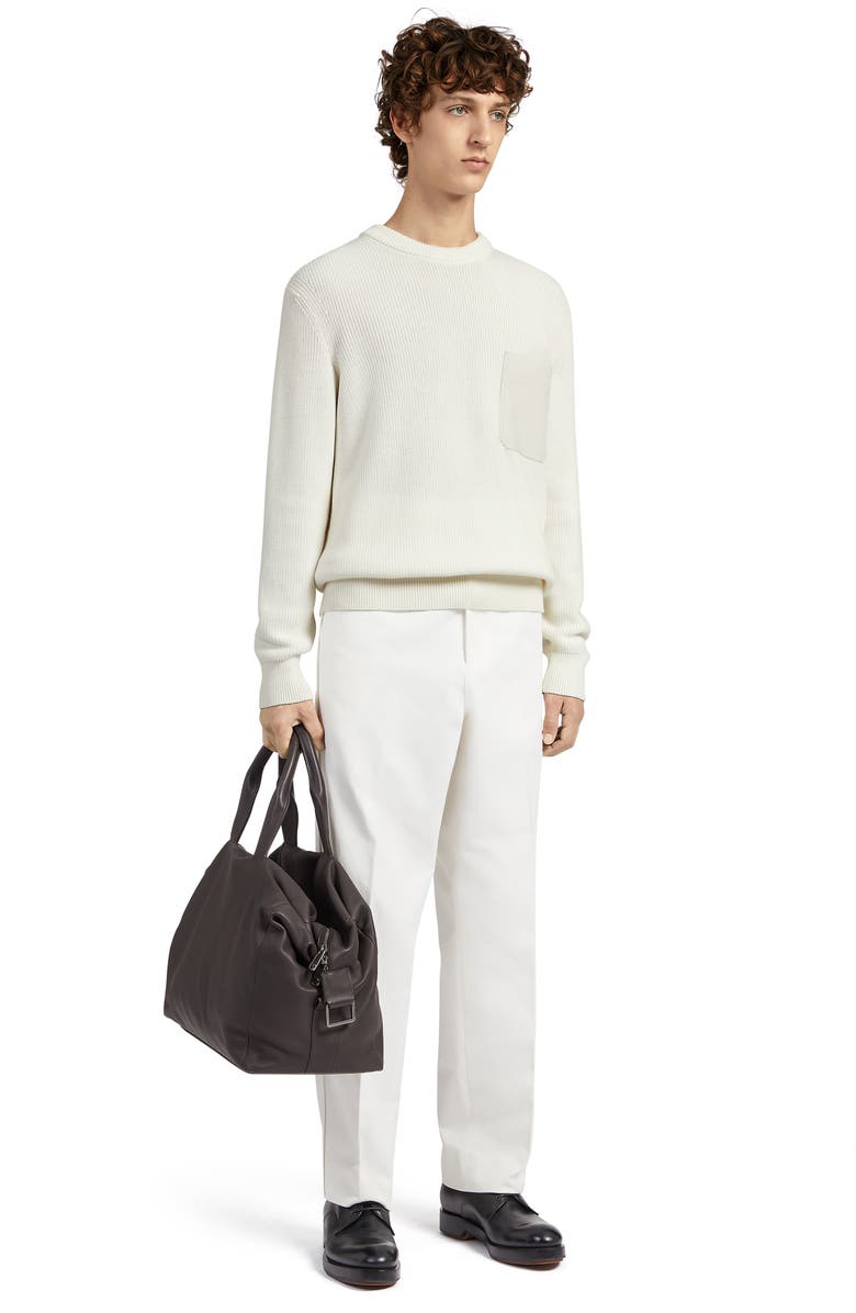 ZEGNA Cotton & Silk Crewneck Sweater, Alternate, color, 