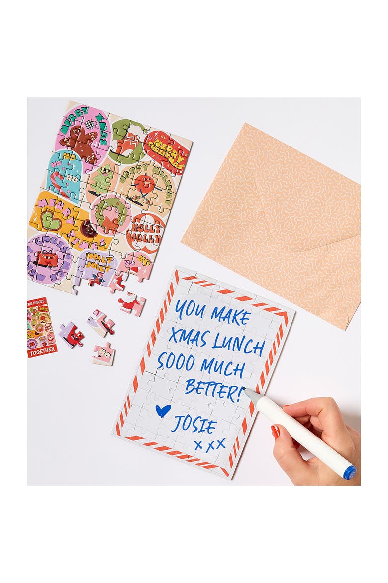 Happy Holiday Greeting Card Jigsaw Puzzle, 6.9 x 5 Inches, Alternate, color, Multicolored