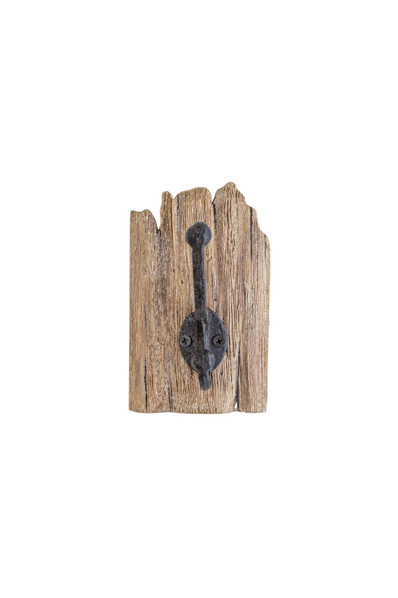 Rustic Wooden & Metal Wall Hook, Main, color, Brown