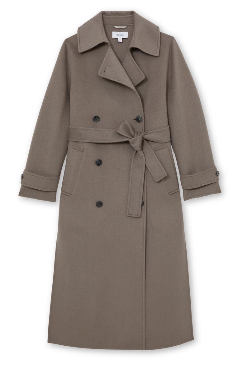 Luna Double Breasted Tie Waist Wool Blend Coat, Alternate, color, MINK