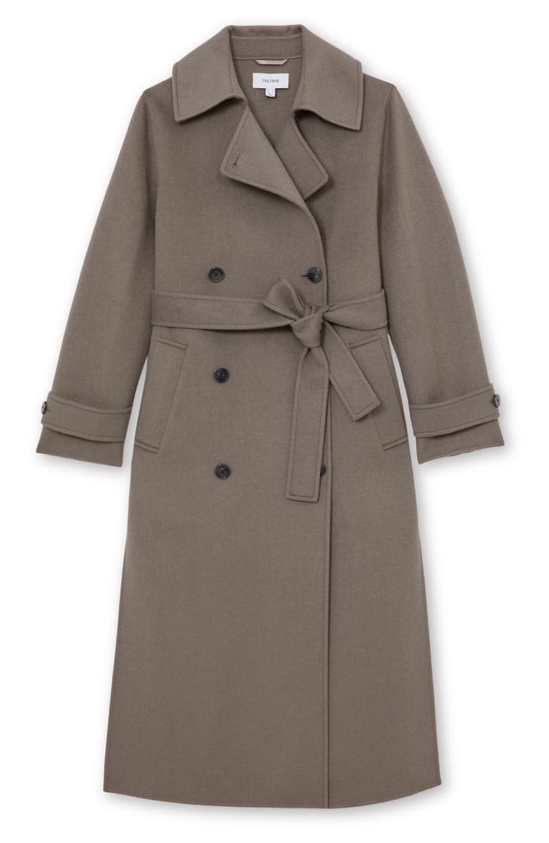 Reiss Luna Double Breasted Tie Waist Wool Blend Coat, Alternate, color, Mink