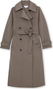 Reiss Luna Double Breasted Tie Waist Wool Blend Coat