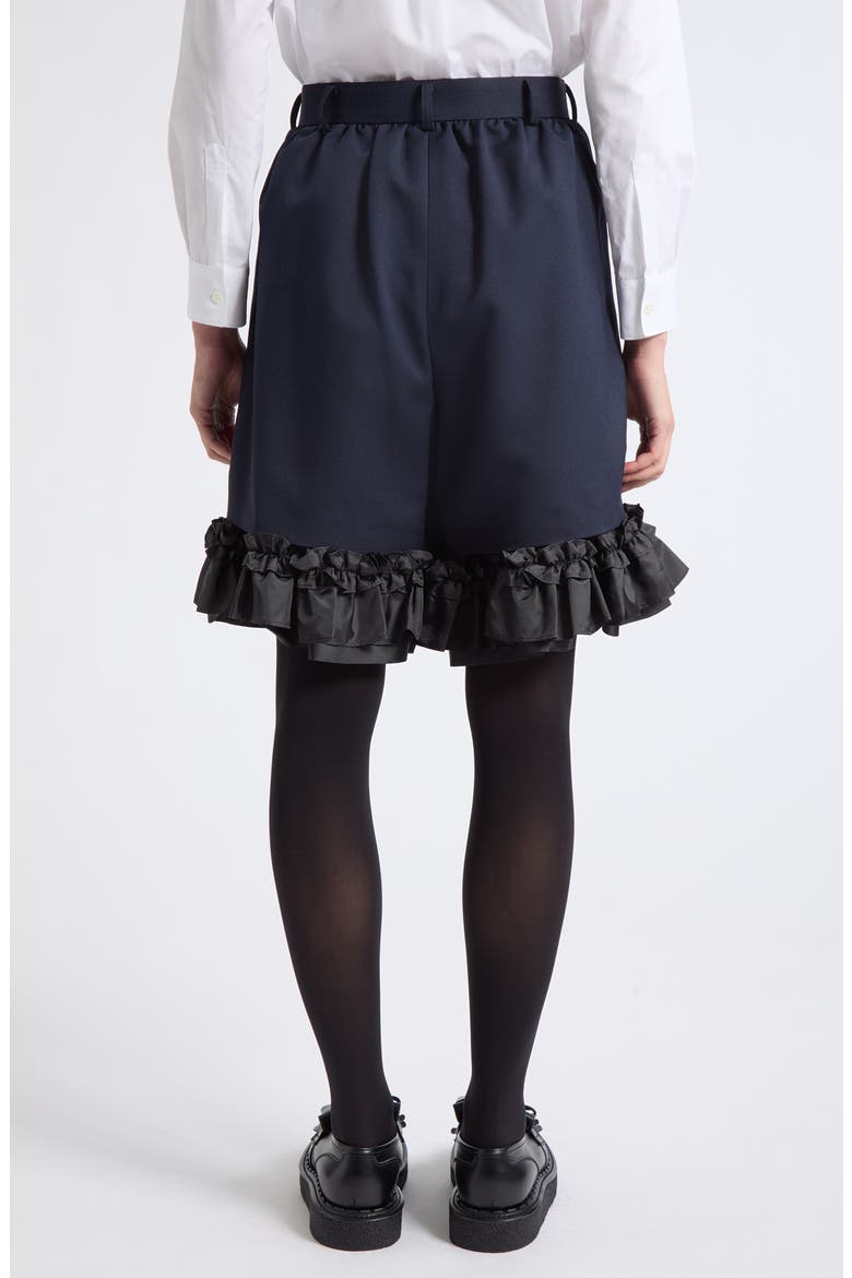 Ruffle Hem Gabardine Shorts, Alternate, color, NAVY X BLACK